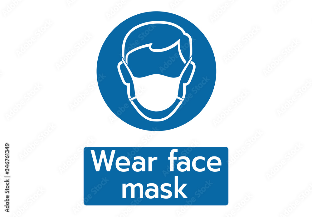 Wear Safety Mask Logo,wear face mask stop coronavirus preventive measures  COVID-19 cover face nose sign,Man face with flu mask icon symbol vector de  Stock | Adobe Stock