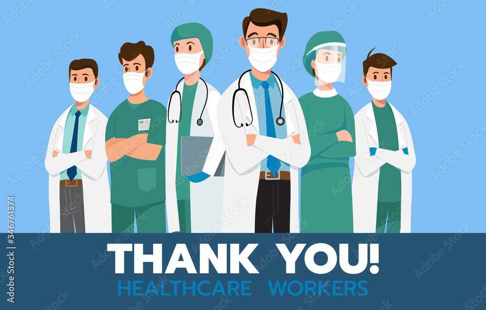 Thank you brave healthcare working for the fight against covid-19 coronavirus infection. Vector Thank you brave healthcare working for the fight against covid-19 coronavirus infection. Vector