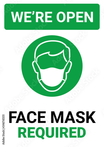 "WE'RE OPEN" Vector illustration after quarantine for coronavirus outbreak concept.Please wear a face mask and keep your distance to protect from Covid-19