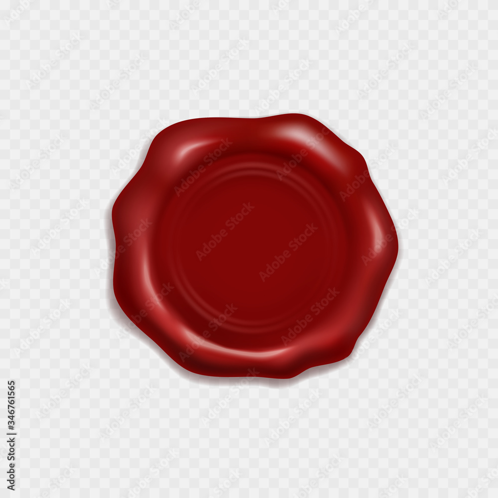 Stamp or wax seal isolated on transparent background. Vector red certificate quality symbol. 3d old realistic round medieval decorative element design. Stamp or wax seal isolated on transparent background. Vector red certificate quality symbol. 3d old realistic round medieval decorative element design.