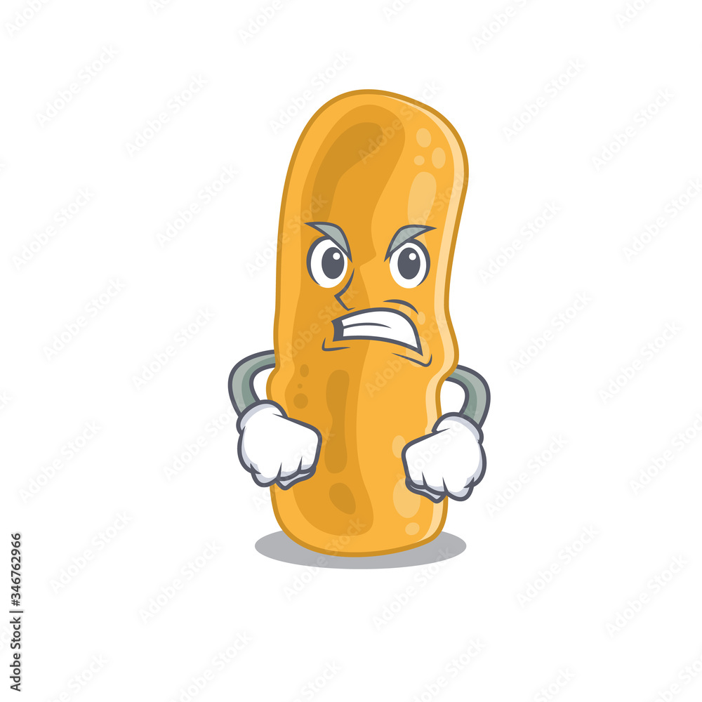 Mascot design concept of shigella flexneri with angry face Mascot design concept of shigella flexneri with angry face