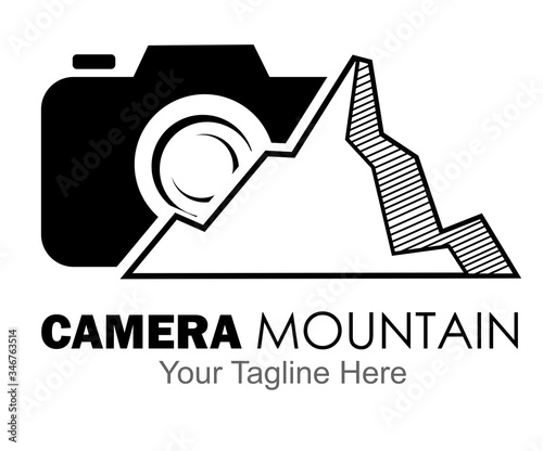 camera mountain logo design vector  