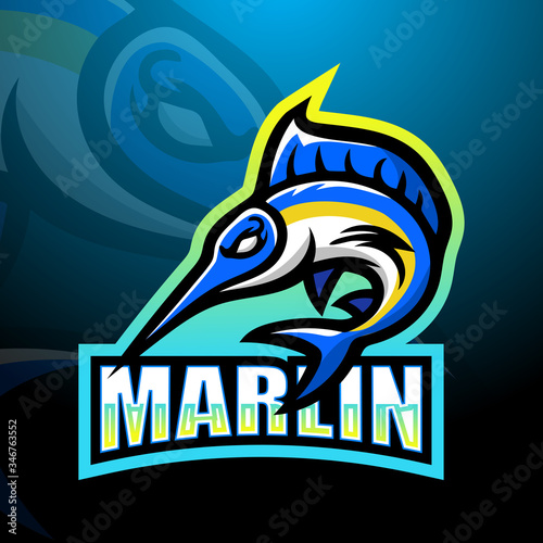 Marlin mascot esport logo design