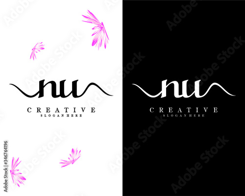 creative fashion letter nu, un logo template vector