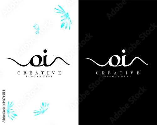 creative script font oi, io letter logo design template vector