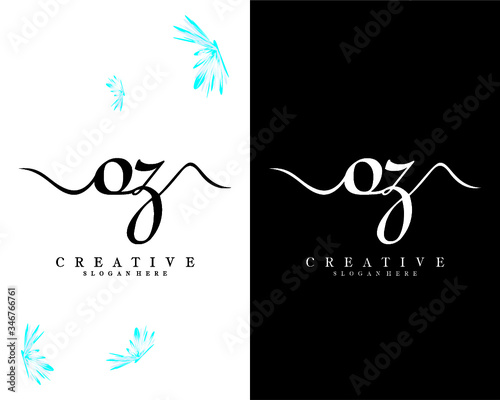creative script font oz, zo letter logo design template vector