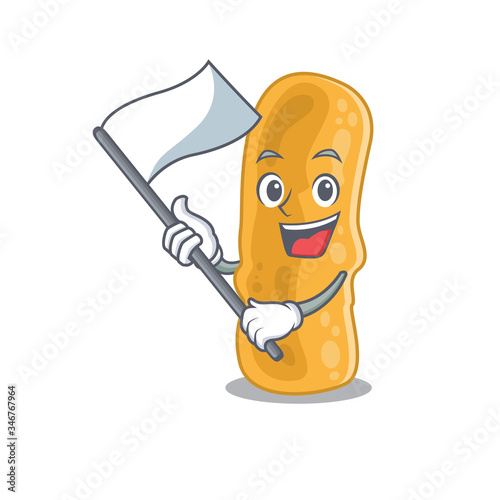 A nationalistic shigella flexneri mascot character design with flag photo