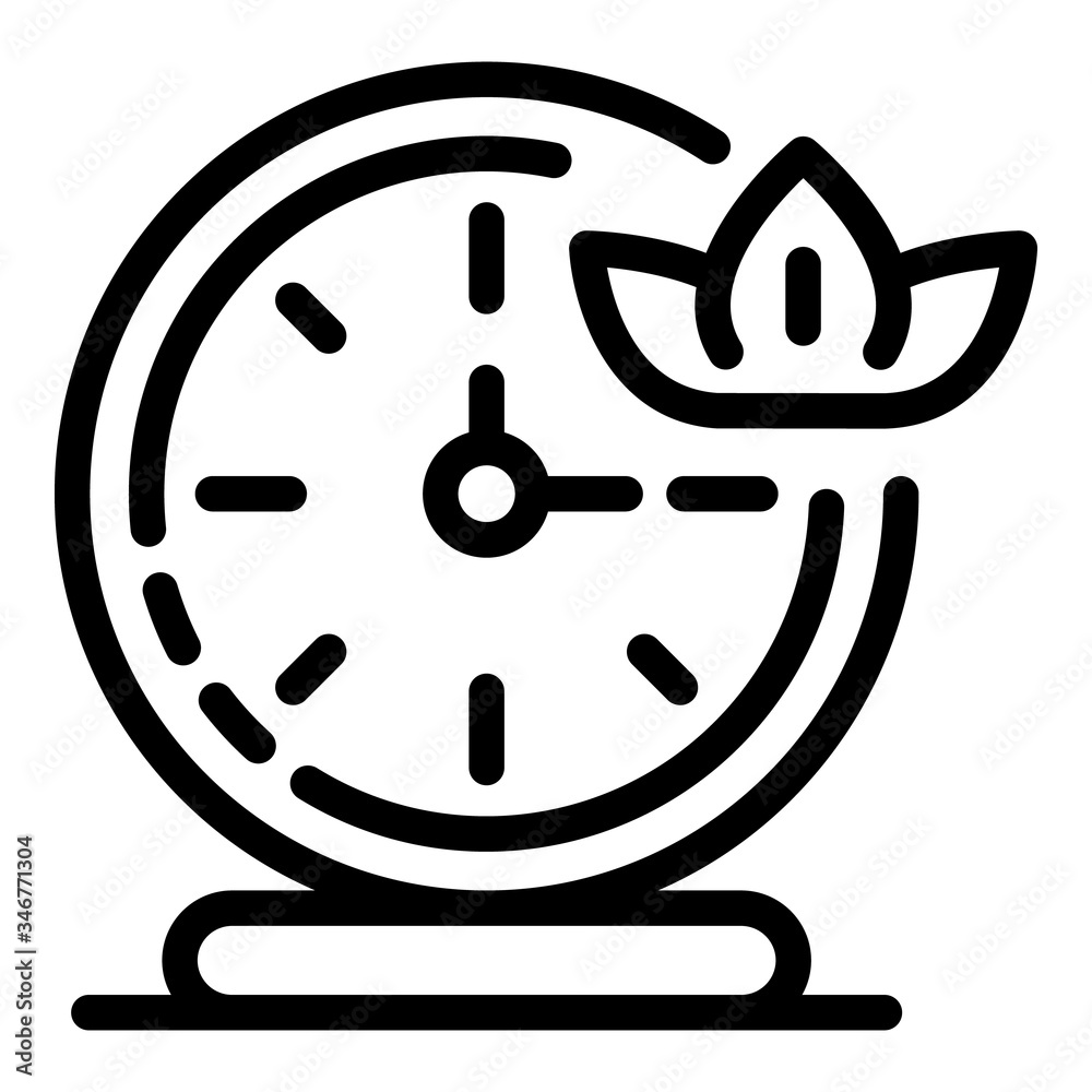 Clock and lotus icon. Outline clock and lotus vector icon for web design isolated on white background Clock and lotus icon. Outline clock and lotus vector icon for web design isolated on white background