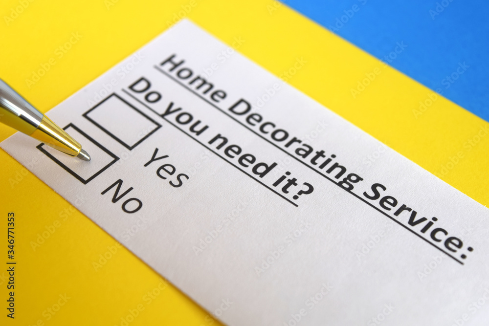 One person is answering question about home decorating service. One person is answering question about home decorating service.