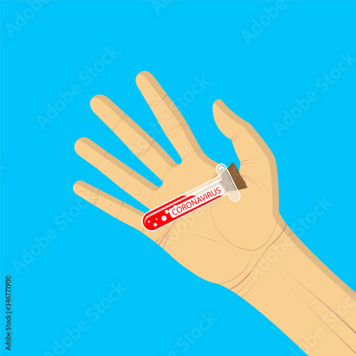 A man has a positive blood test for a coronavirus from China in his hand.