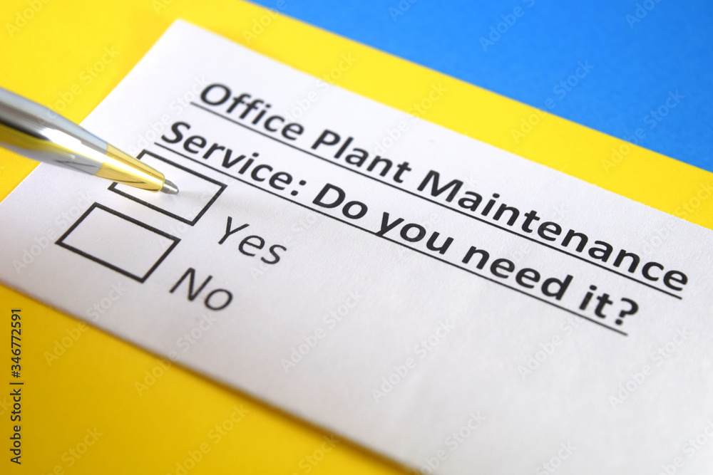 One person is answering question about office plant maintenance One person is answering question about office plant maintenance
