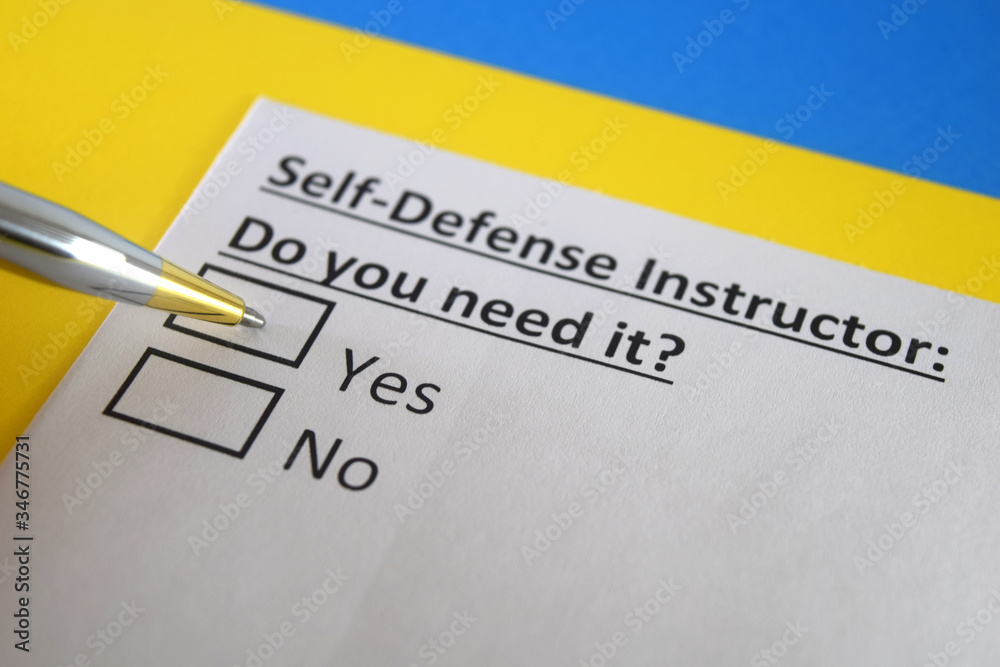 One person is answering question about self defense instructor. One person is answering question about self defense instructor.