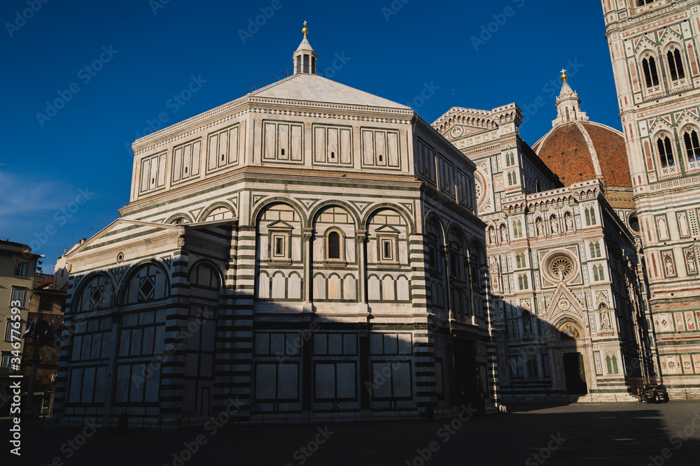 Duomo square in Florence. Battistero and cathedral 