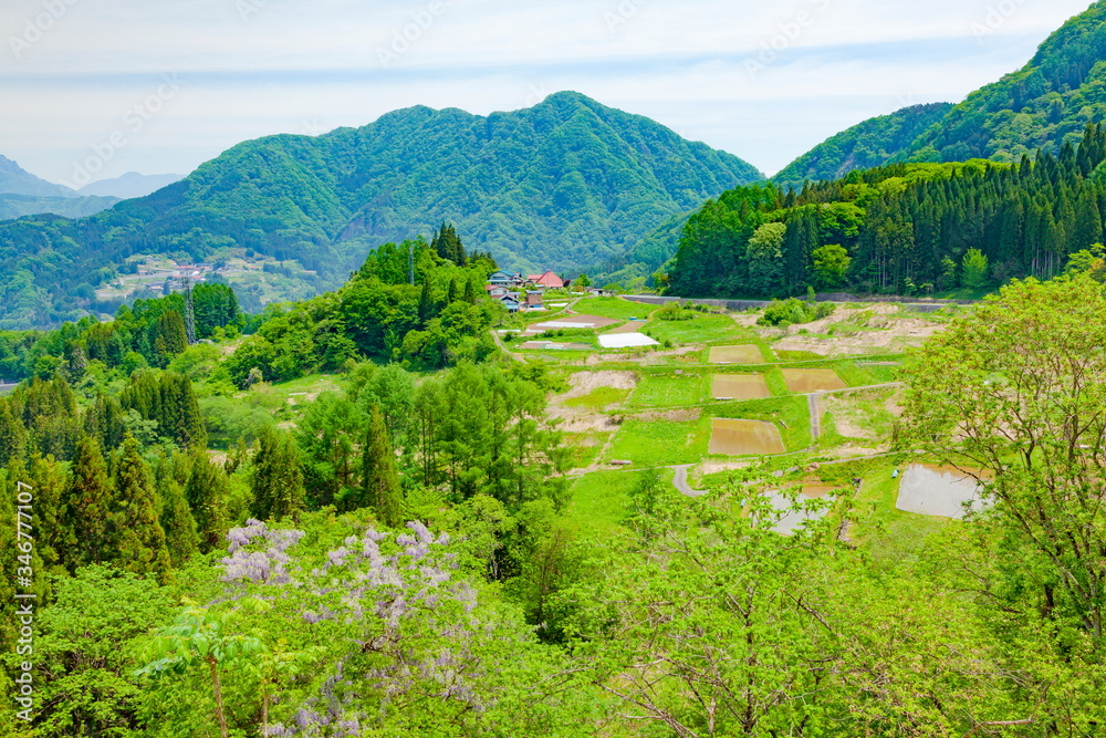 農村風景、長野県長野市鬼無里にて