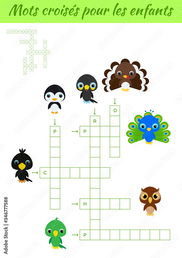 Mots croisés pour les enfant Crossword for kids Crossword game with pictures Kids activity Mots croisés pour les enfant Crossword for kids Crossword game with pictures Kids activity