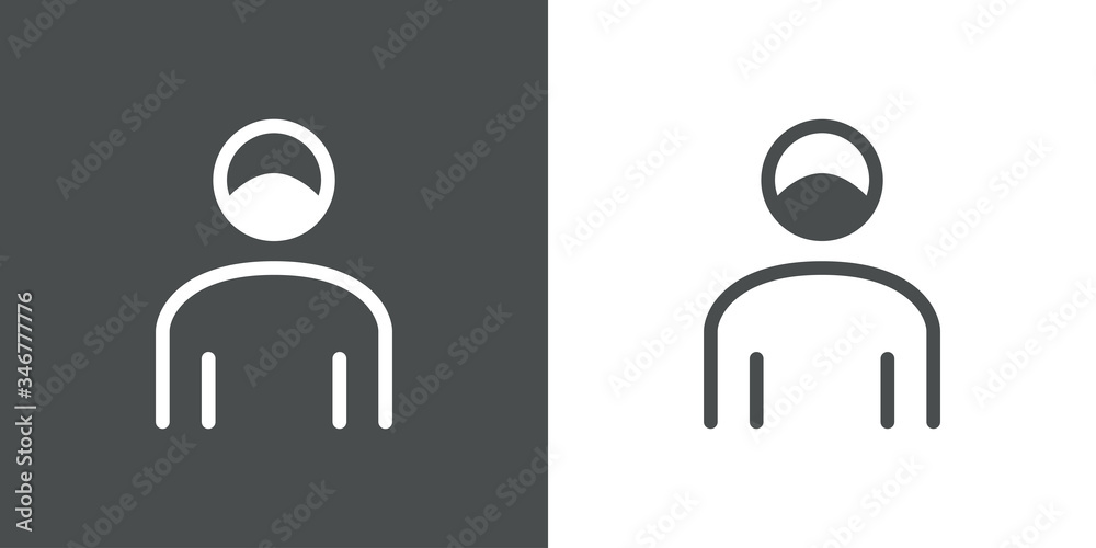 Icono plano lineal hombre con máscara hospital en fondo gris y fondo blanco Icono plano lineal hombre con máscara hospital en fondo gris y fondo blanco