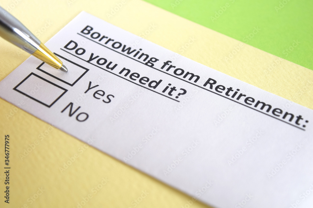 One person is answering question about borrowing from retirement. One person is answering question about borrowing from retirement.