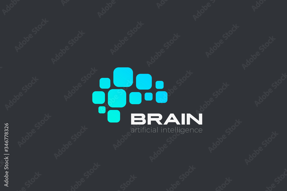 Digital Brain Logo design abstract vector template. Think Artificial Intelligence Logotype concept icon. Digital Brain Logo design abstract vector template. Think Artificial Intelligence Logotype concept icon.
