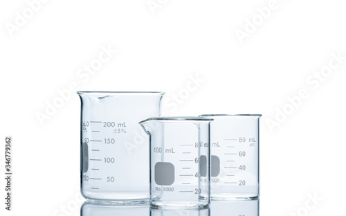 200ml and 80ml measuring beaker for science experiment in laboratory isolated