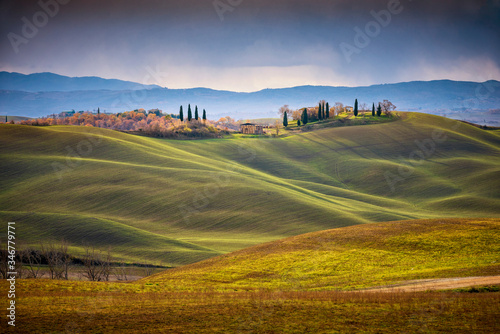 Tuscan hills in Autumn, Tuscan landscape. Tuscany, Italy