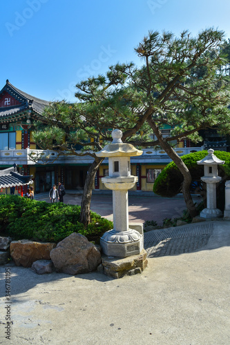 Busan city, South Korea - NOV 01, 2019: Landscape of Haedong Yonggung Temple of Busan in Korea. 