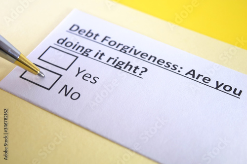 One person is answering question about debt forgiveness.