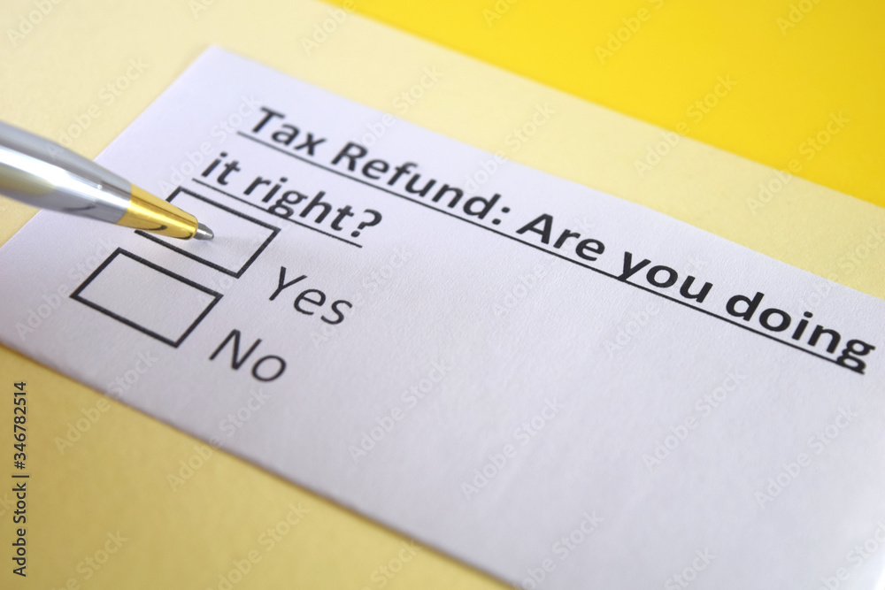 One person is answering question about tax refund.