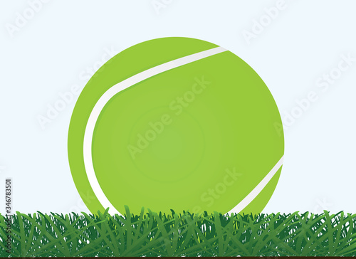 Tennis ball in grass. vector illustration