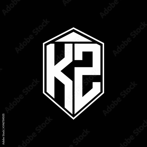 kz logo monogram with emblem shape combination tringle on top design template