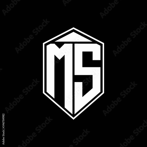 ms logo monogram with emblem shape combination tringle on top design template photo