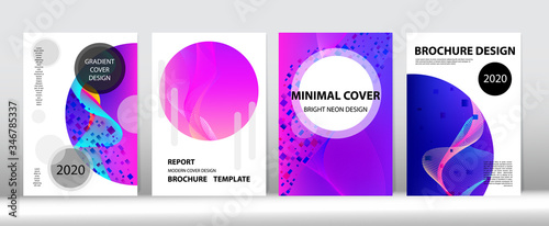 Pink Blue Purple Punk Vector Cover Template. Colorful Computing Music Wallpaper 3D Liquid 