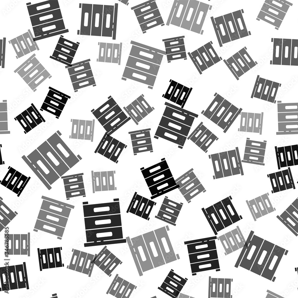 Black Drawer with documents icon isolated seamless pattern on white background. Archive papers drawer. File Cabinet Drawer. Office furniture. Vector Illustration Black Drawer with documents icon isolated seamless pattern on white background. Archive papers drawer. File Cabinet Drawer. Office furniture. Vector Illustration