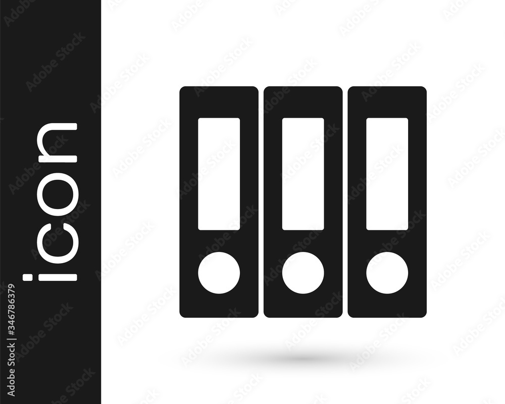 Grey Office folders with papers and documents icon isolated on white background. Office binders. Archives folder sign. Vector Illustration Grey Office folders with papers and documents icon isolated on white background. Office binders. Archives folder sign. Vector Illustration
