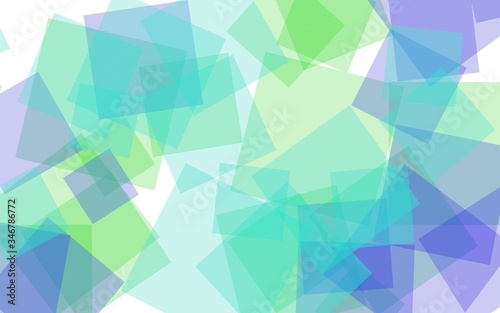 Multicolored translucent squares on white background. 3D illustration