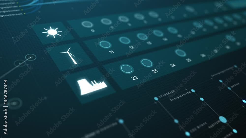 Energie HUD-Display Sonne, Windrad, Kraftwerk 03