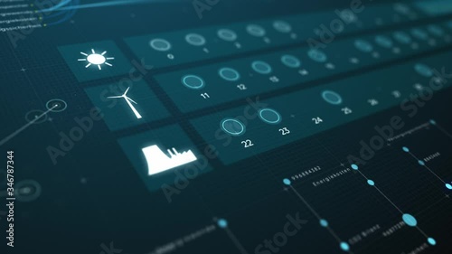Energie HUD-Display Sonne, Windrad, Kraftwerk 03
