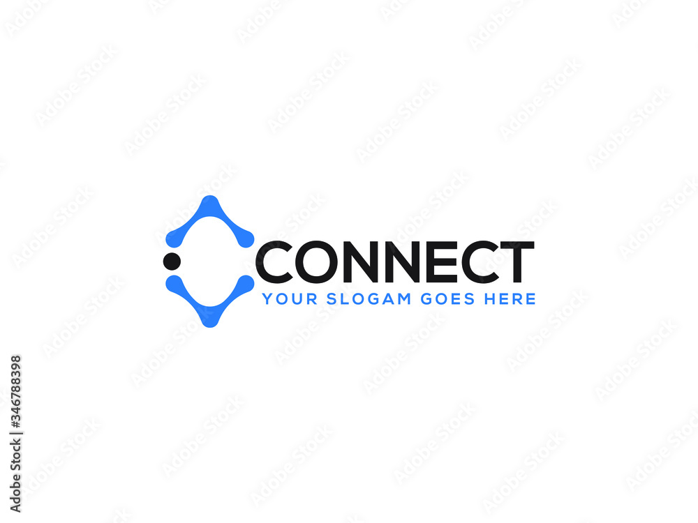 C Letter with Dot Circle Connected as Network Logo Vector C Letter with Dot Circle Connected as Network Logo Vector