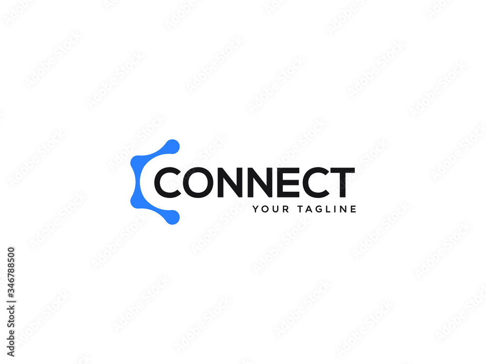 C Letter with Dot Circle Connected as Network Logo Vector C Letter with Dot Circle Connected as Network Logo Vector