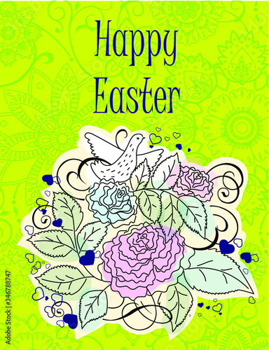 Easter. All elements and textures are individual objects. Vector illustration scale to any size.