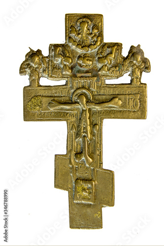 Bronze Orthodox Cross with Cherubs. Russia. XVIII century