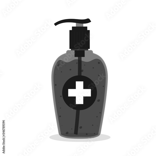 Hand sanitiser pump bottle, alcohol for hands, antiseptic or soap gel. Vector illustration