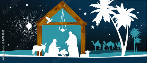 Star of Bethlehem. All elements and textures are individual objects. Vector illustration scale to any size.