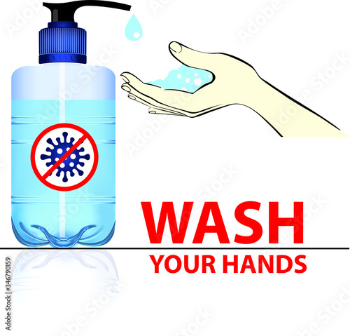 Wash hands. Arm in foam soap bubbles. 