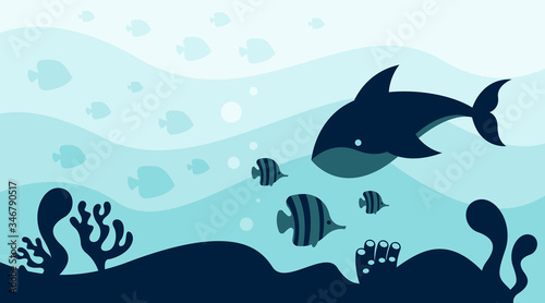 Nature background of world ocean day illustration vector. Under water background illustration vector