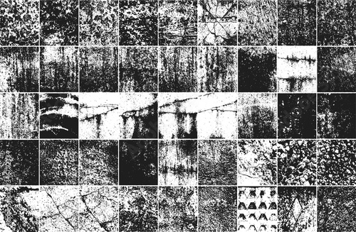 Set od distressed overlay texture of cracked concrete
