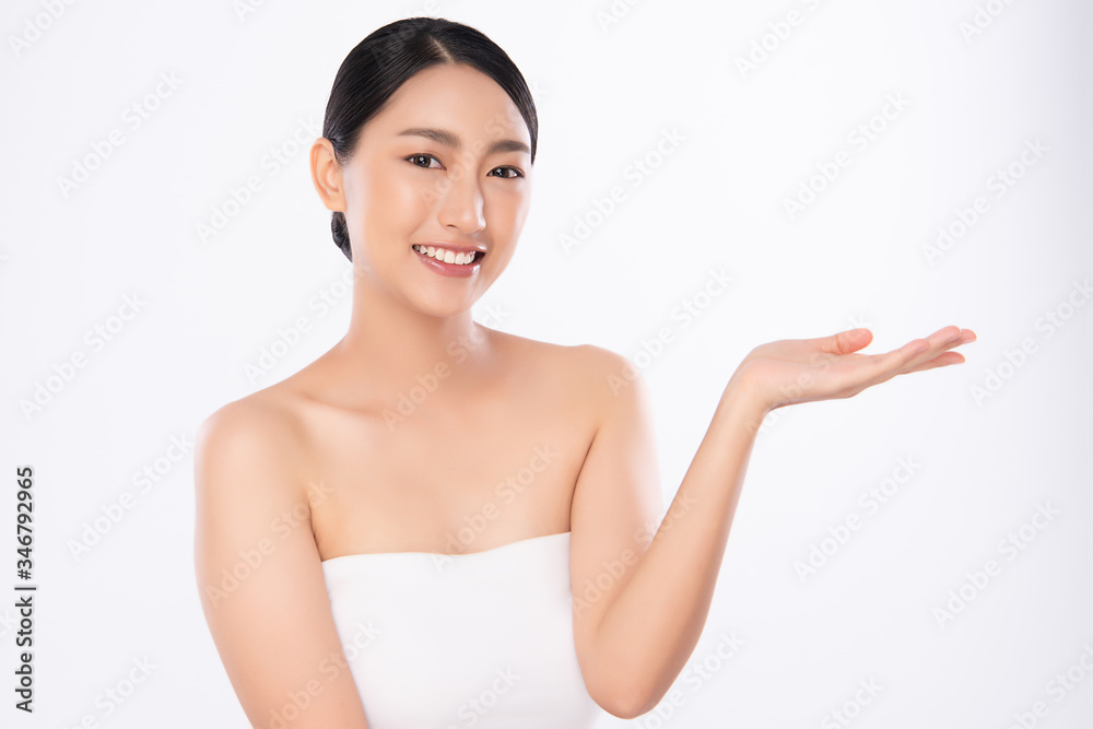 Beautiful Young Asian Woman with Clean Fresh Skin. Face care, Facial treatment, Cosmetology, beauty and healthy skin and cosmetic concept, woman beauty skin isolated on white background Beautiful Young Asian Woman with Clean Fresh Skin. Face care, Facial treatment, Cosmetology, beauty and healthy skin and cosmetic concept, woman beauty skin isolated on white background