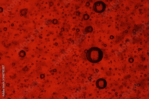 Bubbles on red background horizontal seamless pattern. Circle and liquid  light design  clear soapy shiny.