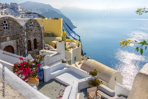 Santorini Terraces on a Sunny Summer Day