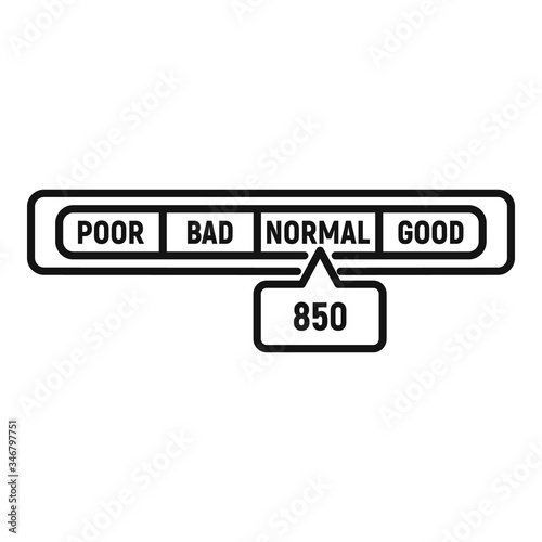 Normal credit score icon. Outline normal credit score vector icon for web design isolated on white background