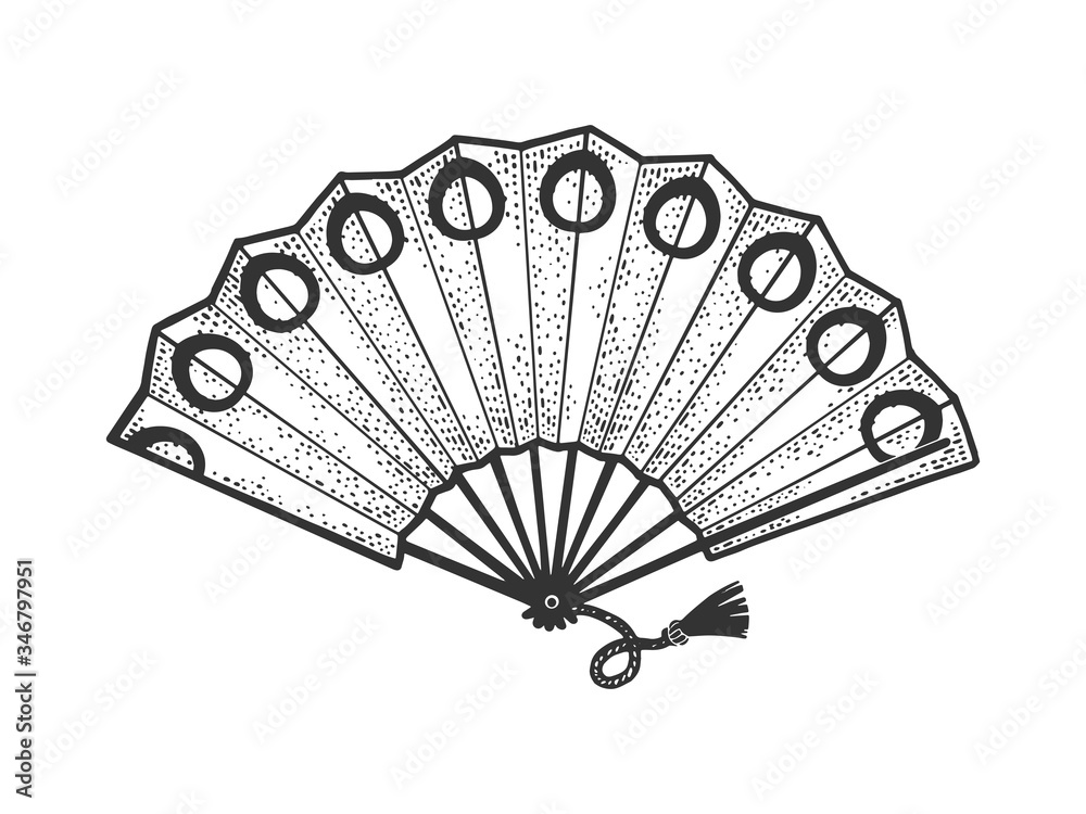 Black and sale white hand fan